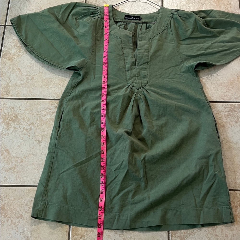Pomander Place Olive Green Mini Dress Tunic Top, Sz‎ Small - Picture 9 of 9
